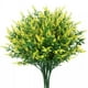 thumbnail image 1 of XmhyTop 8 paquetes de flores artificiales, plantas de exterior falsas, flores de lavanda artificiales anti-UV,decoraciones colgantes para interiores y exteriores, 7 puntas (amarillo), 1 of 5