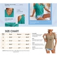 thumbnail image 4 of Short Sleeved Women V-neck T-shirt Solid Color Casual Cold Shoulder Tops, 4 of 4