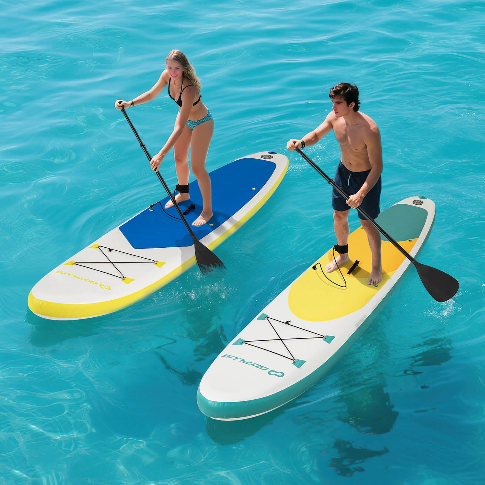 Goplus 11' Inflatable Stand Up Paddle Board whth Accessories Paddle Hand Pump Repair Kit, Yellow