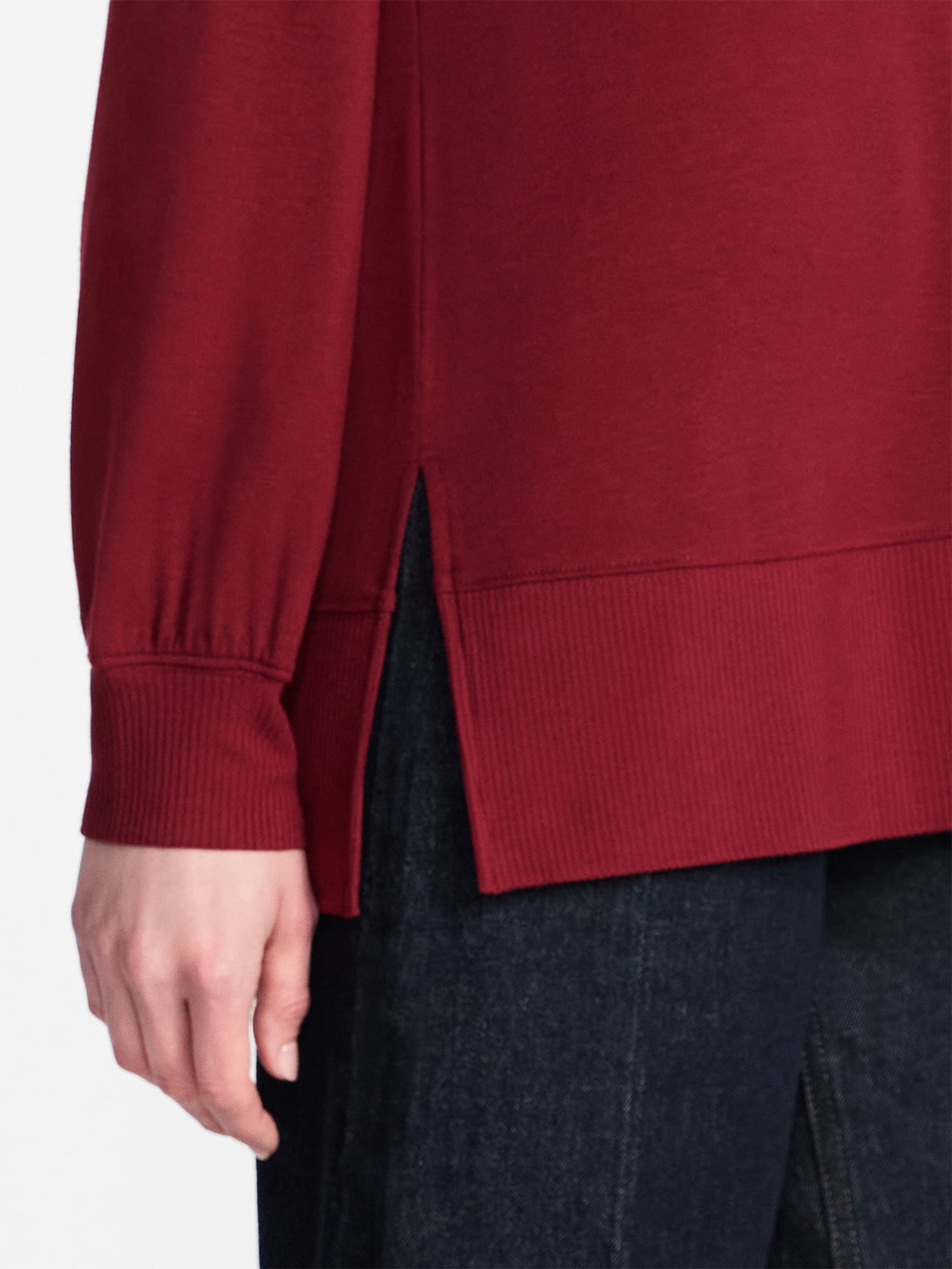 Time and Tru Women's French Terry Tunic Top with Long Sleeves, Sizes XS-XXXL