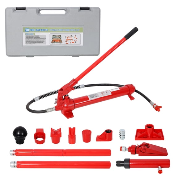 10 Ton Porta Power Kit, Portable Hydraulic Jack with Oil Hose & Case, Auto Body Frame Repair Kit for Car, Truck, Farm