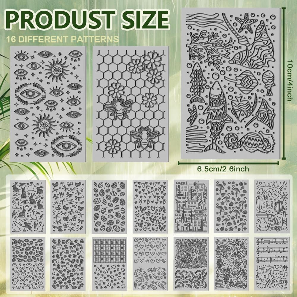 16 Sheets Bee and Butterfly Clay Texture Mat Cowboy Pattern Polymer Clay Texture Sheets DIY Tools DIY