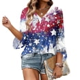 thumbnail image 5 of 250 Anniversary American Flag 3/4 Sleeve V Neck Tops for Women 4th of July Independence Memorial Day Baggy Tee Summer Patriotic Tops, 5 of 6