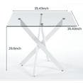 thumbnail image 5 of GZXS Modern Tempered Glass Kitchen Table with Sturdy Metal Cross Base, 35.4" Square Dining Table, Easy to Assemble and Clean (White), 5 of 7
