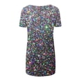 thumbnail image 5 of Jienlioq Hauts Uniques pour Femmes Mode Décontractée Imprimé Court devant et Long derrière Manches Courtes Raglan Col en V, 5 of 5