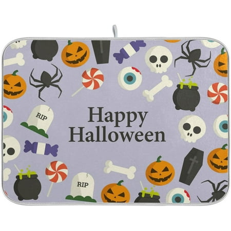 

Hidove Halloween Ghost Pumpkin Dish Drying Mat Absorbent Heat Resistant Reversible Dish Draining Mat for Kitchen Countertops Sinks 16 x 18 Inch