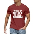thumbnail image 1 of T-Shirts pour Hommes, Coton Imprimé Doux, Col Rond, Manches Courtes, Vin m, 1 of 4
