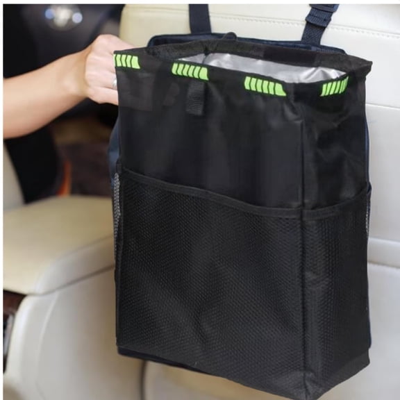 New Leak-Proof Travel Car Trash Bag, 3.5 Gallons  Large Capacity Hanging Car Trash Can with Storage Pockets, Waterproof  Folding Automobile Supplies Vehicle Garbage Can Chair Back Storage Box Bag