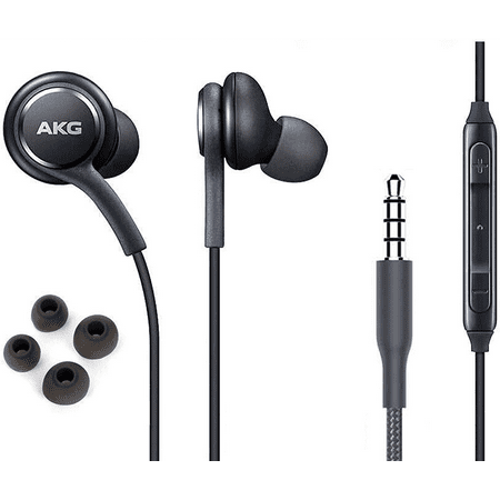 OEM InEar Earbuds Stereo Headphones for Samsung Z3 Corporate Plus Cable - Designed by AKG - with Microphone and Volume Buttons (Black)