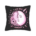 thumbnail image 4 of Set of 2 18x18in Throw Pillow Covers - Black Moon & Pink Floral Design ' MOON ' - Perfect for Couch Bed or Car, 4 of 8
