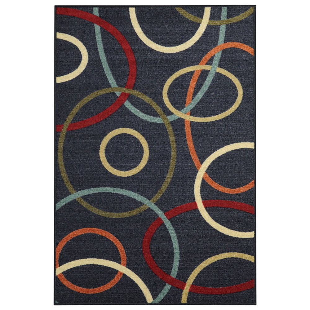 AntiBacterial Rubber Back DOORMAT NonSkid/Slip Rug 18"x30" Black Oval Geometric Interior