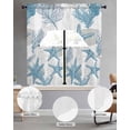 thumbnail image 3 of Coastal Starfish Kitchen Curtains Sets for Windows 3 Piece, 0cean Nautical Coral Seagrass Nature Kitchen Curtains and Valances Tier Set 24 Inch Length Swag Curtain for Living Room Cafe Bathroom, 3 of 6