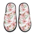 thumbnail image 2 of KLL Lilies Flowers Slippers for Women Men House Slip on Indoor Outdoor Bedroom Furry Fleece Lined Ladies Comfy Anti-Skid Rubber Hard Sole-Medium, 2 of 8
