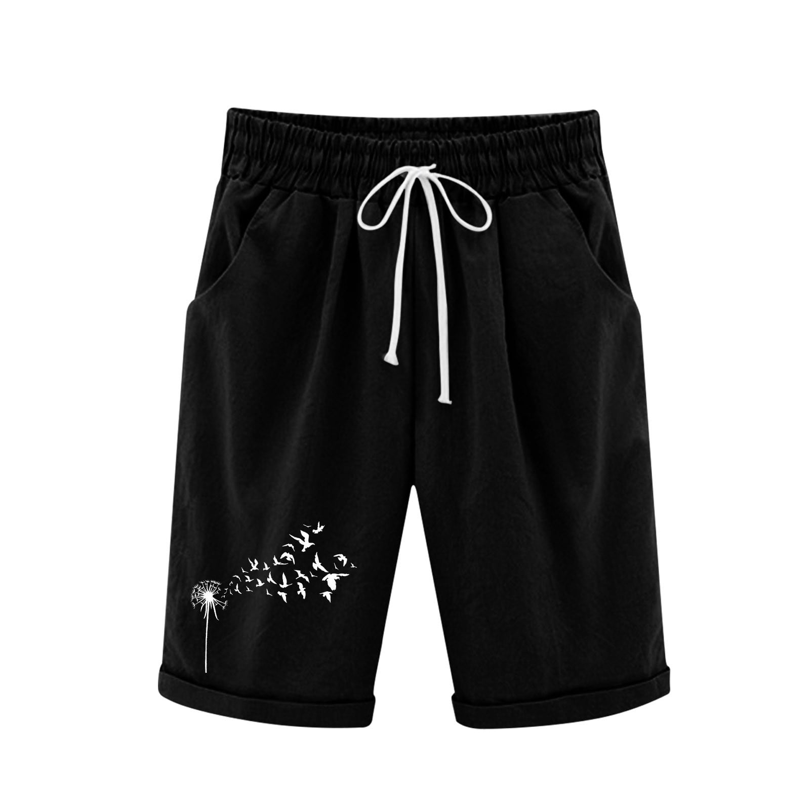 Jsezml Ladies' Running Shorts with High Waist Drawstring Shorts Comfy