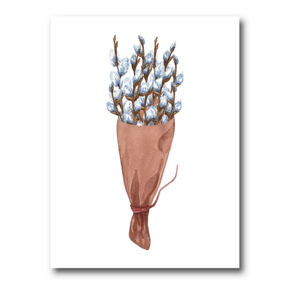 Designart ' Bunch of White Pussy Willow Twigs I ' Farmhouse Canvas Wall Art Print