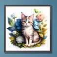 thumbnail image 1 of Pintura de diamante 5D DIY Taladro redondo completo Flor Marco Gatito Arte Artesanal (HQ031) Hugtrwg Para estrenar, 1 of 9