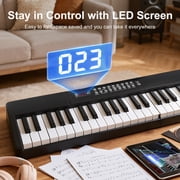 Doulami Piano 61 Key Electric Keyboard Piano with Lighted Keys LCD Display Folding Piano Keyboard for Beginner 200 Tones Rhythms