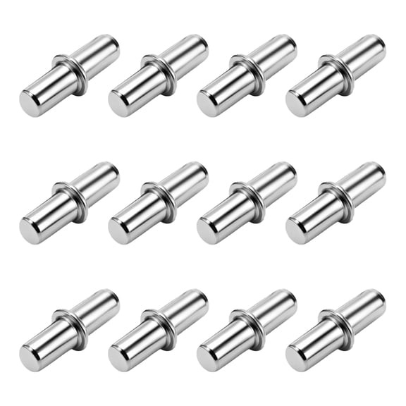 Shelf Pegs for Shelves 5mm Metal Pins, Heavy Duty Shelf Pins 12 Pack, Book Shelf Pegs Cabinet Support, Adjustable Shelf Studs Silver Tone