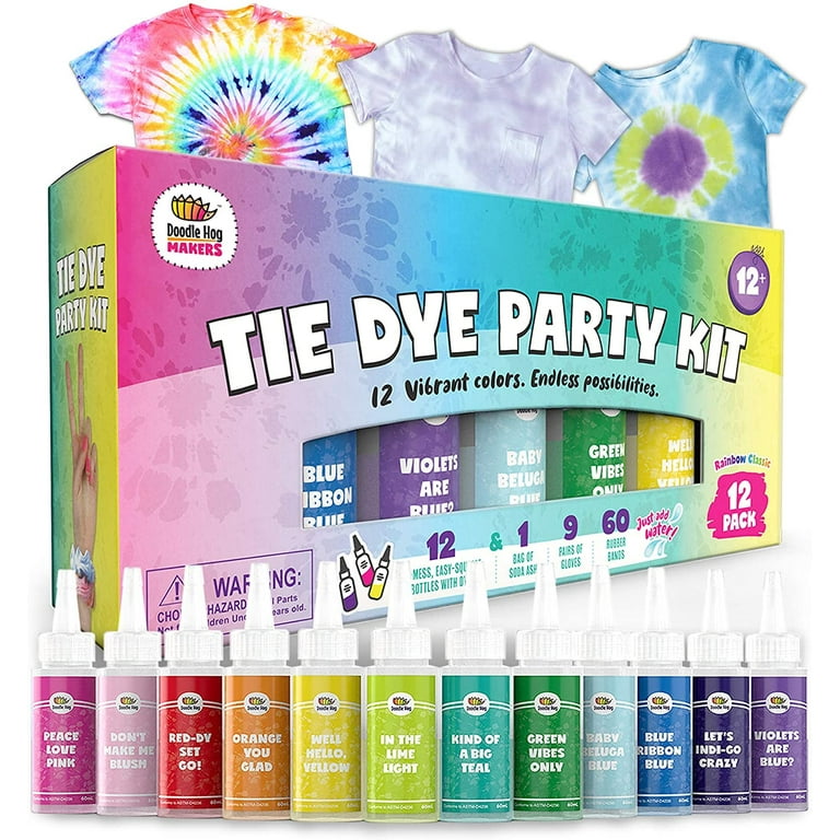 Tie Dye Kit for Kids & Adults - 12 Large Tye Dye Bottles with Tie Dye  Powder, Soda Ash, Gloves - Non-Toxic Tyedyedye Kit - Decorating Dye for  Clothes