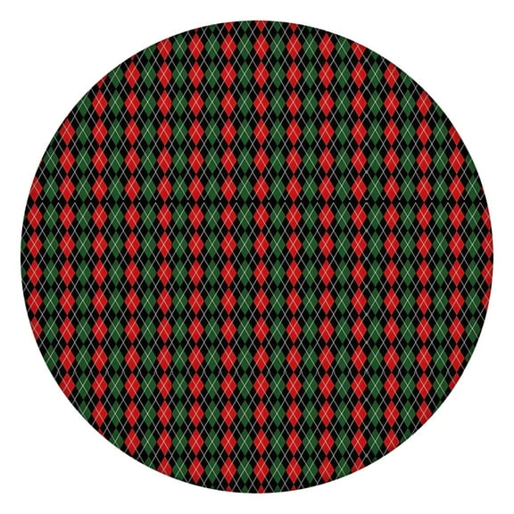 Multicolor Christmas Pattern Round Fitted Tablecloth with Elastic Edge,Dining Table Cover Waterproof,Outdoor Round Tablecloth for Camping,Dining,Indoor and Outdoor