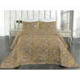 thumbnail image 2 of Ambesonne Retro Quilted Bedspread Set 3 Pcs, Floral Art in Warm Colors, Queen, Dark Mustard and Sand Brown, 2 of 4