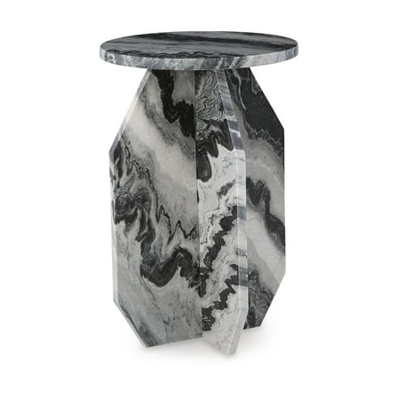Signature Design by Ashley Wrenlane Accent Table in Black, White, and Taupe Natural Marble