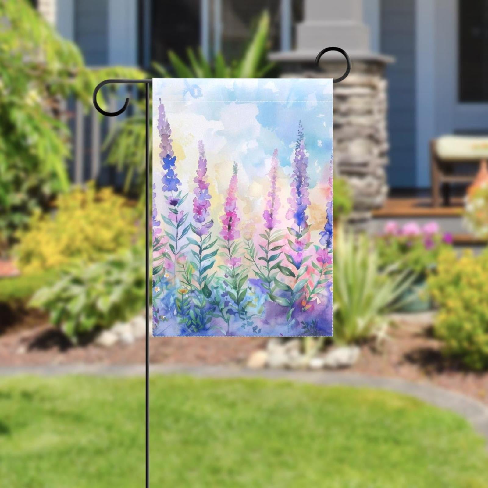 Lavender and Wild Herbs Double Sided Garden Flag Decorative Weather Resistant Yard Flag, Large DIY Vertical Flag for Farmhouse Patio Lawn, 28x40 Inch