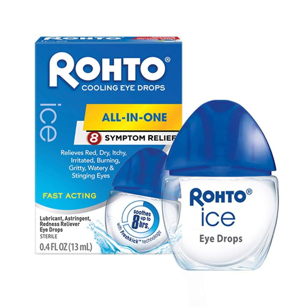 Rohto Ice Allinone, MultiSymptom Relief Cooling Eye Drops, 0.4 Ounce, 3 Count