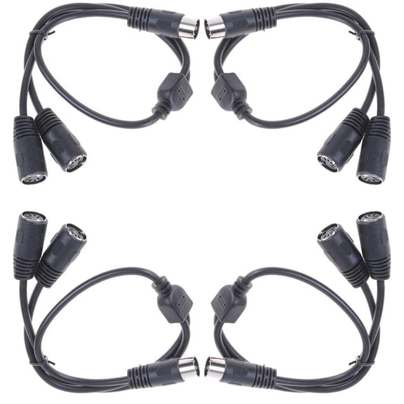 4pcs 50cm 5 PIN MIDI DIN 1 Male Plug to 2x Female Socket Y Splitter Adapter Cable