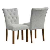 Set Of 2 Purple Tufted Parsons Dining Chairs - Solid Wood Frame, High Back, Espresso Legs