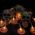 thumbnail image 5 of Cadena de luces decorativas, juego de 3 luces de hadas que funcionan con pilas, cadena de luces fantasma de murciélago de calabaza de 12 pies con 30 LED cada una para interiores/exteriores, fiestas, 5 of 5