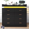 thumbnail image 2 of ANPOO 8 Drawer Dresser with Charging Station and LED Lights, Modern Wood Dresser with Wide Drawers and Metal Handles for Bedroom, Living Room, 2 of 7