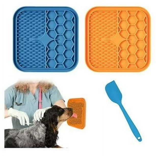 Hweilai Dog Lick Mat 2 Pieces BPA Free Cat Lick Mat with 1 Silicone Spatula Extra Strong Suction Cups for Bathing Training Grooming and Claw Maintenance Walmart