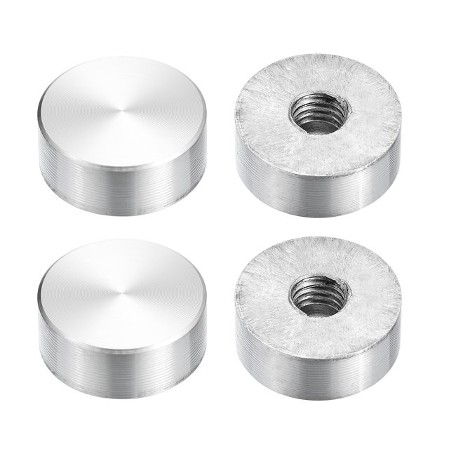 Unique Bargains M8 Thread 20mm Diameter Round Shape Aluminum Disc Hardware 4pack Aluminum Circle Disc Glass Top Adapter for Glass Table