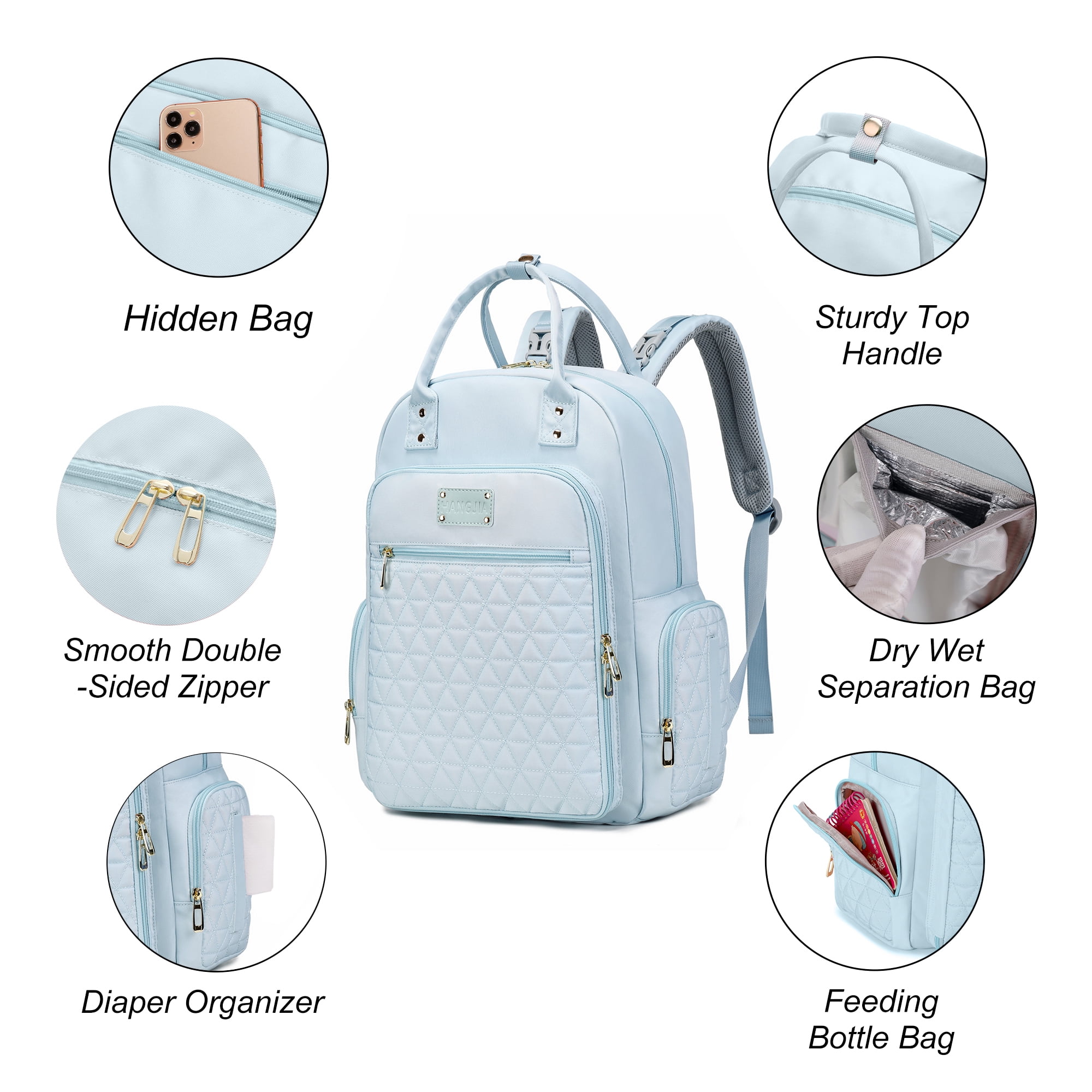 AGUDAN Baby Diaper Backpack Mommy Nappy Bag Multifunction Travel Maternity Bag 12x7x16IN