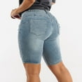 thumbnail image 5 of 2025 Women's Jeans Women's Ripped Mid Denim Shorts Hem Stretch Jean Shorts Women Casual Pants, 5 of 5