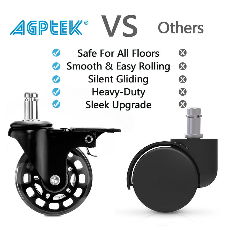 Office Chair Wheels For IKEA Chairs,10mm Stem Caster, Inch, 46 OFF