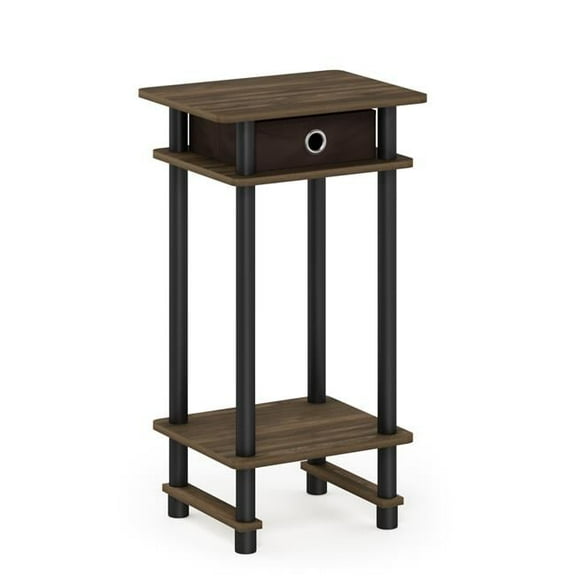 Turn-N-Tube Tall End Table with Bin, Columbia Walnut & Black & Dark Brown