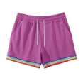 thumbnail image 5 of CHUOU Mens Summer Solid Color Rainbow Pants Pocket Drawstring Loose Casual Sports Running Straight Shorts Beach Pants, 5 of 5