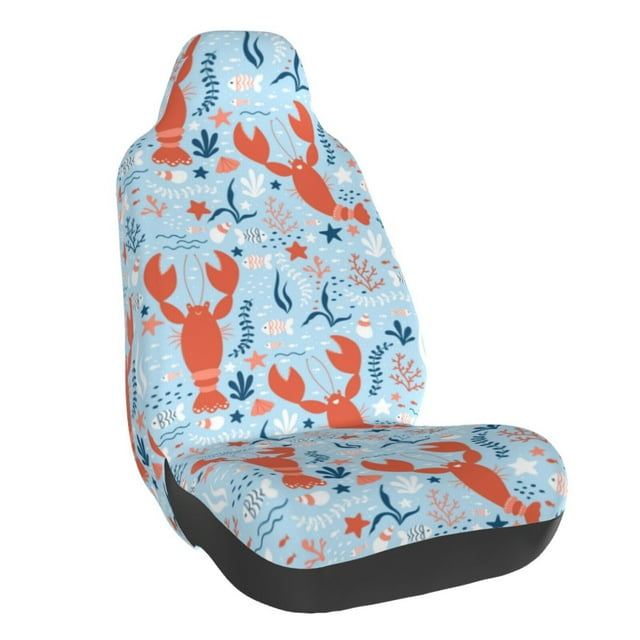 Wukai Lobsters Full Set Car Seat Covers with Soft Padding Universal Auto Front Seats Protector and Cushion Mat