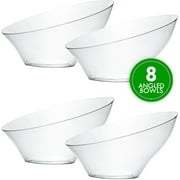 PLASTICPRO Angled Plastic Serving Bowls Clear Disposable Bowls Party Supplies, Small 8-Pack