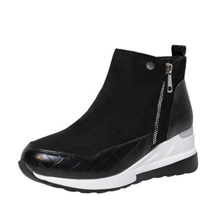 

Mzoazpie Fashion Women s Shoes Thick-Soled Boots for Women with Heel Cute Colorblock Brock Wedges Short Comfortable Boots for Women Boots