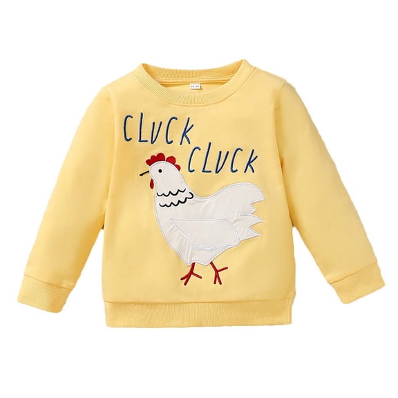 Odeerbi Toddler Girls Sweatshirt Cotton Crewneck Sweatshirts Kids Clothing Long Sleeve New Cartoon Print Pullover Sweatshirts Yellow