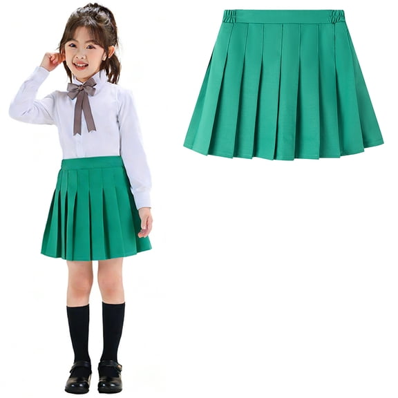School Uniform Skirt for Girls A-Line Pleated Skirts with Lining Shorts Back To School Clothes for Girls School Uniform 8-9 Years