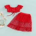 thumbnail image 2 of Little Girls Drawstring Crop Tops Shorts Pants Mesh Tulle Skirt Lace Dresses, 2 of 6