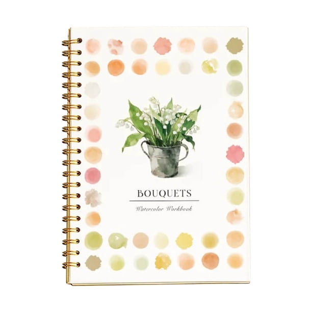 Cuaderno de acuarelas | Libro tutorial de pintura para principiantes | Guía paso a paso con 12 ilustraciones ligeramente dibujadas | Papel de 120 libras | 6,5"x9" | Encuadernación Lay-Flat | Regalo