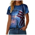 thumbnail image 4 of felwors Women's Casual Patriotic Graphic T-Shirt – USA Flag, Eagle, Statue of Liberty & Fireworks Print, Short Sleeve Crew Neck Tee for 4th of July Events (Navy, S), 4 of 8
