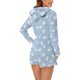 thumbnail image 5 of Mono cálido con capucha y orejas para mujer, estampado de manga larga, pantalones cortos, mono corto con cremallera, bolsillo, ropa de dormir, ropa de casa, tops de poliéster para mujer, 5 of 5