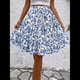 thumbnail image 5 of Falda de Mujer con Estampado Floral, Dobladillo con Volantes, Cintura Alta Elástica y Lazo Frontal. Azul Pavo Real L, 5 of 10