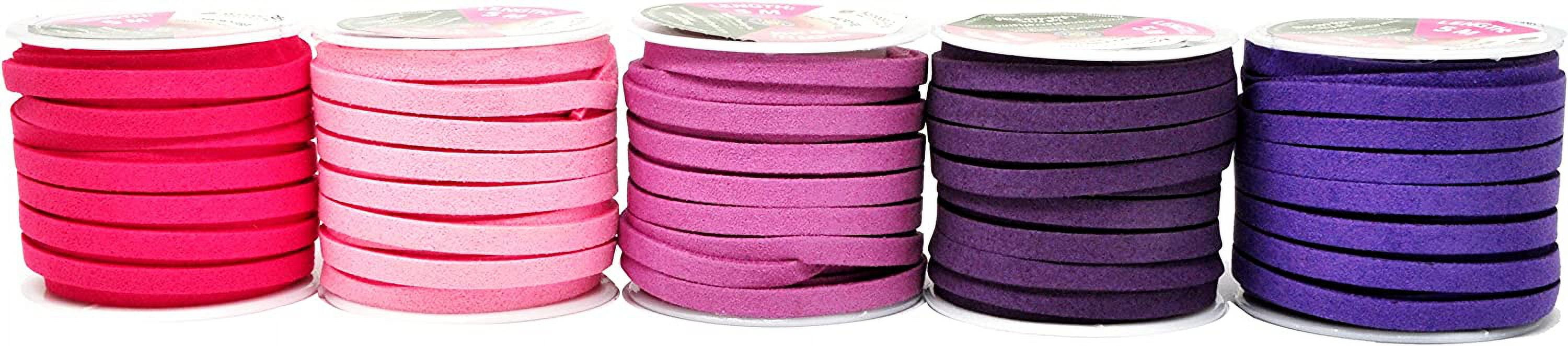 Mandala Crafts 138 Yards 5mm Assorted Faux Suede Cord - Flat Vegan Leather Cord for Jewelry Making Beading - Leather String Cord Leather Lace for Necklace Bracelet 25 Assorted Color